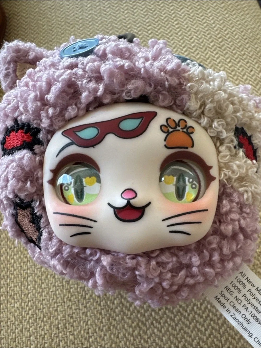 Genertg Plush Pink Curly Keychain Accent